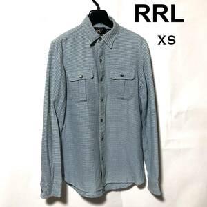 RRL ワークシャツ XS/ダブルアールエル インディゴ千鳥柄/ラルフローレン