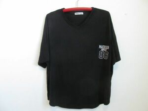 (50039)Bifrost　ビフレスト　Tシャツ　カットソー　Vネック　半袖　半端袖　ブラック　USED