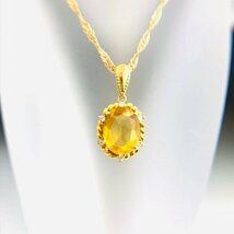 【77】K18 シトリン 2.24ct ダイヤ 0.06ct ネックレス スクリューチェーン アジャスター管付き 全長 40㎝ 5.1ｇ（47） _画像3