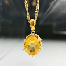 【77】K18 シトリン 2.24ct ダイヤ 0.06ct ネックレス スクリューチェーン アジャスター管付き 全長 40㎝ 5.1ｇ（47） _画像6