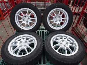 宮城大崎発★【状態◎♪】DUNLOP WINTERMAXX WM01 175/65R14 17年製★14×5 1/2J PCD/100 4穴 美品社外アルミ付★4本 手渡/発送OK♪ Dス62