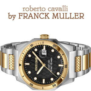 最後1本 フランクミュラー＆ロベルトカヴァリWネーム100m防水DIVER UNOダイバー新品【roberto cavalli BY FRANCK MULLER】腕時計スイス製