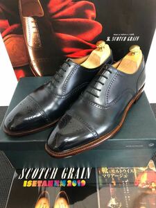 【中古品】 SCOTCH GRAIN 920 オデッサⅡ セミブローグ ネイビー 26.5cm ベガノカーフ スコッチグレイン 革靴 直営店限定モデル 靴磨き
