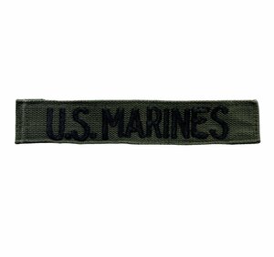 米軍 OD [U.S.MARINES] 海兵隊 黒糸コットン 低視認 サブデュード ネーム テープ リボンパッチ ワッペン 本物 希少 ベトナム戦争ナム戦 744