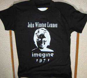 ジョン・レノン　John Lennon　イマジン　◆　Tシャツ　　黒地に白　M .L.2L.3L の4サイズから選べます。