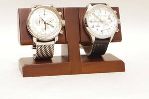定形外発送、ユニゾン　木製腕時計スタンド モデル5　”レスト＆ディスプレイ” 2本掛け チークウッド ナチュラル仕上げ