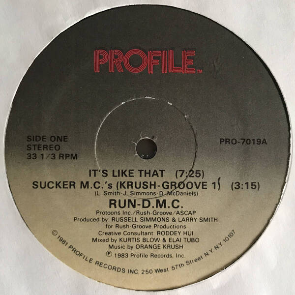 Run-D.M.C. - It's Like That / Sucker M.C.'s (Krush Groove 1) (USオリジナル/オールドスクール)