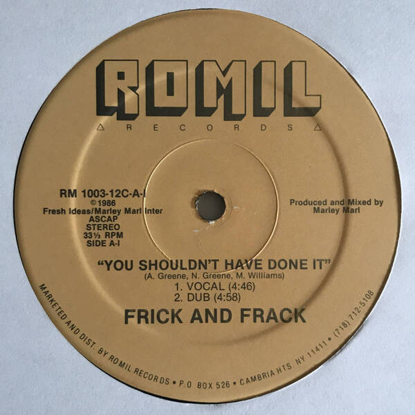 Frick And Frack - You Shouldn't Have Done It / Jealous Girls (USオリジナル) (レアミドル)