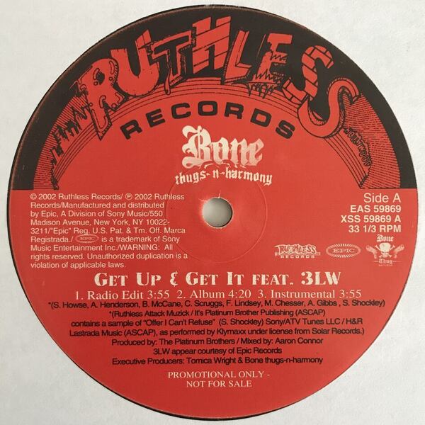 Bone Thugs-N-Harmony - Get Up & Get It / Bone, Bone, Bone (USオリジナル/プロモオンリー/Promo)