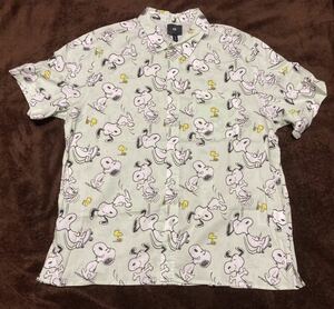 【完売品】H&M Lサイズ 新品 スヌーピー 総柄 アロハ シャツ スヌーピー peanuts SNOOPY リゾートシャツ