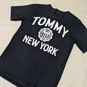 +SJ14 訳有 TOMMY HILFIGER トミーヒルフィガー メンズ M 半袖 Tシャツ カットソー 黒 クルーネック ロゴ