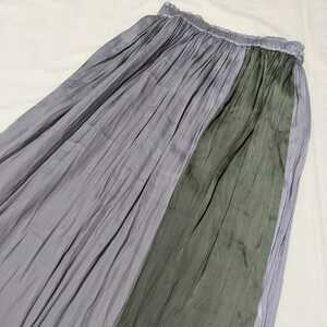 +AJ35 Dessinte солнечный world женский 3 L длинный юбка в сборку серый зеленый талия резина 