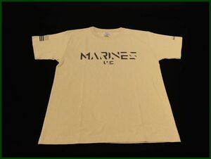 okinawa　base　米軍　米海兵隊　CROSS & STITCH　MARINES　T-Shirt　Ｔシャツ　M　サンド 6.2 oz オリジナルプリントシャツ　星条旗