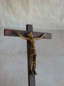 フランスアンティーク 十字架 クロス 教会 ブロカント 蚤の市 仏 壁掛け ウォール 木製 キリスト 聖品
