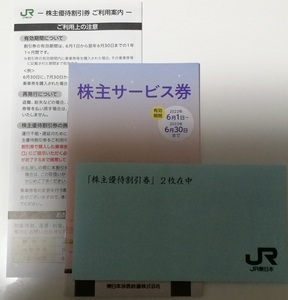 JR東日本株主優待割引券【2枚】、株主サービス券1冊、ご利用案内