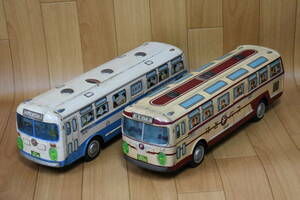 ドール　昭和レトロ　イチコー　ブリキのバス２台まとめて　はとバス、ワンマンバス　ブリキ自動車　ブリキ玩具　当時物