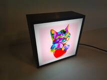猫 ネコ ねこ にゃんこ2 CAT ハート 可愛い ミニチュア デスクトップ サイン ランプ 照明 看板 置物 玩具 雑貨 ライトBOXミニミニ 電飾看板_画像3