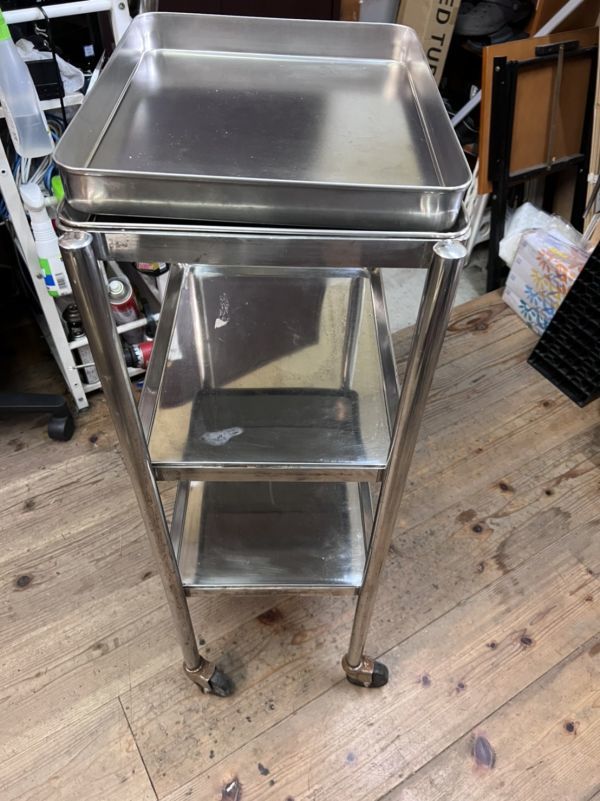 中古 現状 古川医療器 メディカルカート 作業用ワゴン 医療用 3段