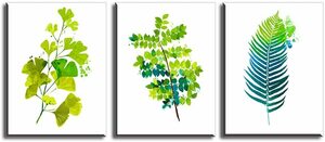 Art hand Auction Healing 3-piece set Art Panel Modern Art Canvas Painting Art Poster Picture Wooden Frame Canvas Plants Houseplants Painting 30x40cm New, Artwork, Painting, others