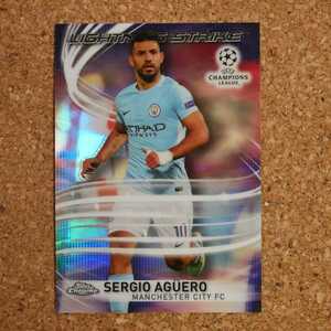 topps chrome Sergio Aguero トップスクローム セルヒオ・アグエロ マンチェスターシティ アルゼンチン バルサ Lightning strike refractor