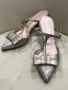 #[YS-1] Ginza Kanematsu Kanematsu sandals # silver group 21,5cm D heel height 8cm # made in Japan [ including in a package possibility commodity ]K#