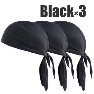 ブラック 3枚セット 速乾 メッシュ素材 バンダナキャップ インナーキャップ インナー帽 無地 帽子 exia