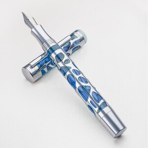 ◆●万年筆【ASVINE】V169 金属とアクリルの融合 真空吸入式 スケルトン 万年筆 F ブルー 青 透明 クリア デモンストレーター 新品/NB44BL
