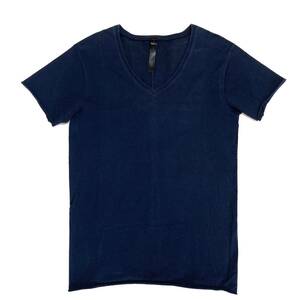 定番 wjk cut S/S V-neck plain Tシャツ M 紺 カットオフVネックTシャツ　ジュンハシモト　akm