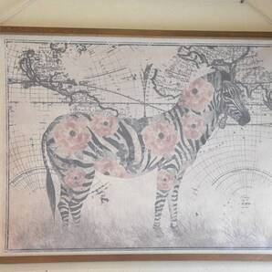 PAY2・J-A1*タペストリー*ゼブラ*アンティーク調*シャビー*おしゃれ*可愛い*壁掛け*壁飾り*横型*布製*絵画風*インテリア*しまうま*シック