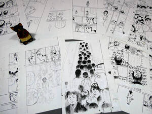 未発表長篇作品◆ふぐ正◆自筆肉筆 直筆 漫画 ラフ画稿 原画◆「自由への天使」No.36 32枚揃い◆異世界 暗号◆『雨の流れに』 白土三平