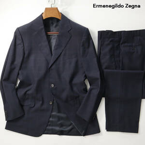 2-DH086　エルメネジルド ゼニア　美品　ウール　ネイビーチェック　スーツ