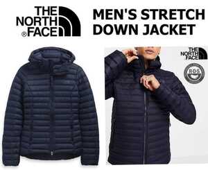 新品正規XLサイズ THE NORTH FACE ノースフェイス RDS認証700ダウン STRETCH DOWN HOODIE ストレッチ /ネイビー