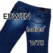 EDWIN エドウィン 53516 ディズニー コラボ ストレッチ Sサイズ表記 ウエスト78cm used加工 レディース ジーンズ デニム M1375_画像1