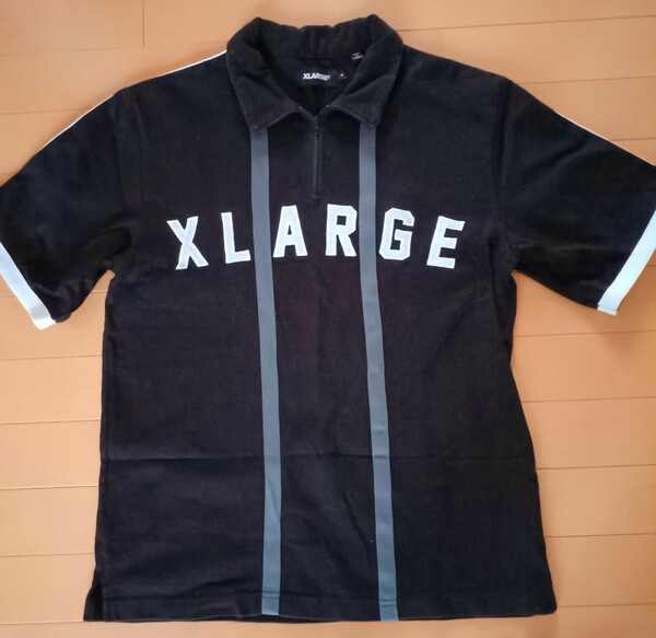 X-LARGE ジップポロシャツ　メンズS 黒　訳あり
