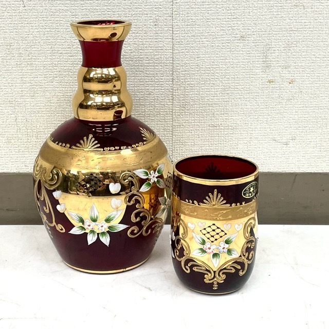 ヤフオク! -「ベネチアングラス セット」(工芸品) の落札相場・落札価格 人気絶頂 【ベネチアングラス】金彩 ローズ エナメル彩 綺麗なブルーのグラスセット 食器