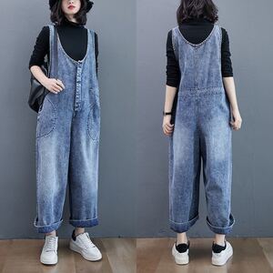 サロペット オーバーオール オールインワン ボトムス デニム ワイドパンツ ジーンズ レディース マタニティ つなぎ インディゴ