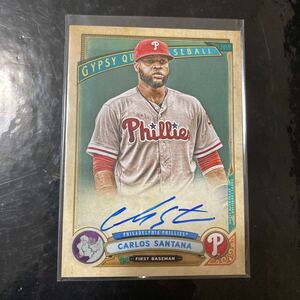 2019 gypsy queen Phillies / Carlos Santana auto GQ Logo Swap /99 Topps Autograph