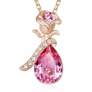 lyw434*.. rose necklace lady's present pendant accessory 4 color select 