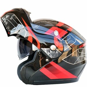 cjx734★ バイクヘルメット フルフェイス システムヘルメット メンズ レディース ダブルシールド L-XXLサイズ選択可能10色
