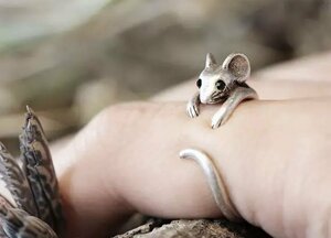 LHH1011★サイズ調節可能 ネズミの指輪 リング 指輪 アクセサリー ネズミ鼠 マウス ユニーク 亜鉛合金 クール