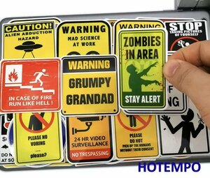 LHH1260★50枚セット 警告ステッカー 面白い warning 警告 記号 ステッカーボム パソコン スケートボード ステッカー シール スーツケース