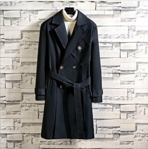 LHW1078★ 冬服/黒;2XL ロングコート メンズ トレンチコート 秋冬 コート 防風 カジュアル 防寒着 ビジネス 撥水加工