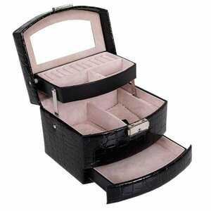 hzh428*3 layer leather jewelry watch bracele display box storage auger nai The -ke- sling necklace 