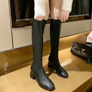 cjx679* new goods lady's Dr. Martens slim effect sk. marks u futoshi heel boots long boots black 22.5CM-24.5CM