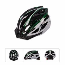 CJM709★自転車 ヘルメット 軽量 高剛性 大人 ロードバイク サイクリング 016黒＆緑_画像2