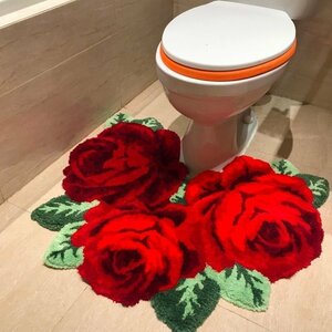 LYW999★トイレを華やかに ローズ マット トイレマット バラ インテリア エレガント おしゃれ 高貴 厚い ソフト 美しい 花 バスルーム