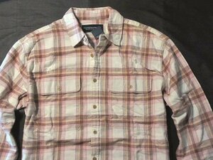  genuine article regular * Abercrombie & Fitch * flannel shirt salmon pink / ivory check #L#3259-106/ new goods # cotton 100%