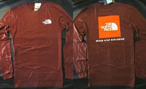 本物正規◆ノースフェイス◆長袖Tシャツ BOX NSE ボックス ロゴ■XL■BRICK HOUSE RED■新品/BDQ/アメリカ限定