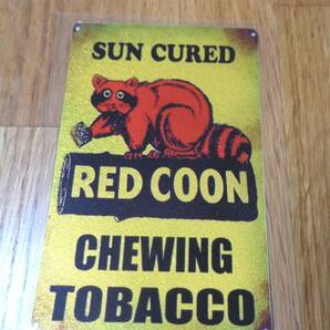 ◎金縦◆新品アライグマ Sun Cured Red Coon Chewing Tobacco vintage style ステッカー シール■防水◎自動車 大型バイク DIY倉庫の画像1