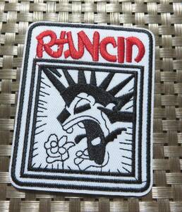 白　四角◆新品ランシドRancid　アメリカ　パンクロック・バンド刺繍ワッペン（パッチ）激シブ■USミュージック 音楽 楽器 仲間 ◇激シブ